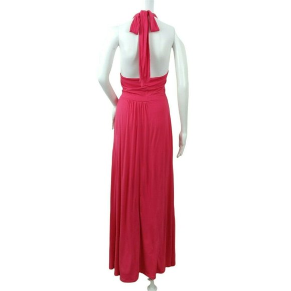 Boden Felicity Jersey Halter Maxi Dress Women's Size 14R Carnival Pink Stretch - Picture 6 of 12